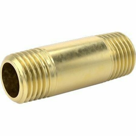 BSC PREFERRED Brass Thread Pipe Nipple for Drinking Water High-Pressure Thread on Both Ends 1/4 NPT 1-1/2 Long 1493N108